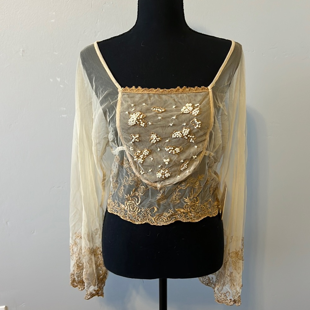 Free people share long sleeve beaded shirt